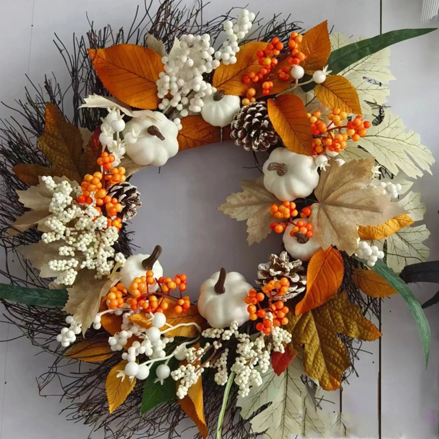 giftss - Fall Wreaths Pumpkin Berry Maple Leaves