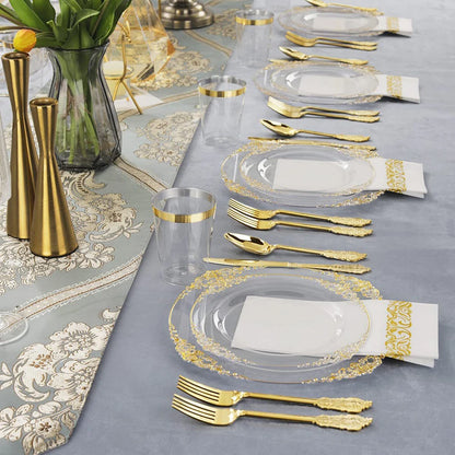 giftss - Plastic Plates Gold Disposable Dinner, 25PCS