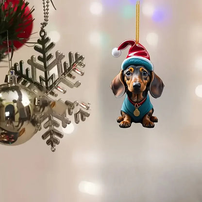 giftss - Acrylic Dachshund Christmas Tree Ornaments,  5pcs