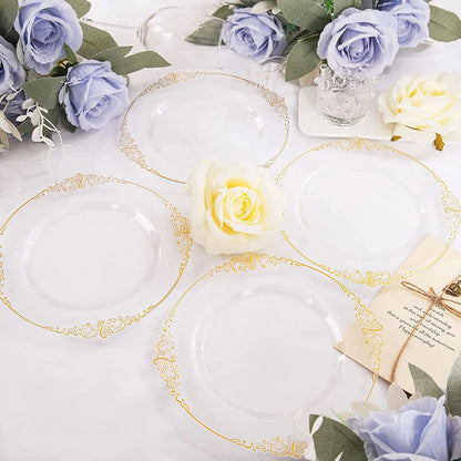 giftss - Plastic Plates Gold Disposable Dinner, 25PCS