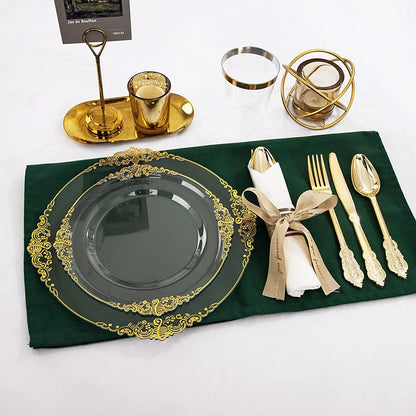 giftss - Plastic Plates Gold Disposable Dinner, 25PCS