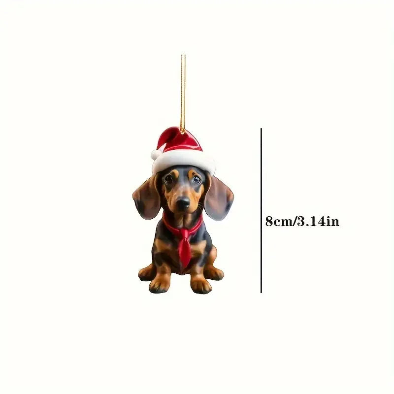 giftss - Acrylic Dachshund Christmas Tree Ornaments,  5pcs