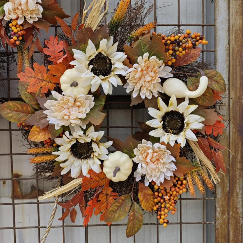 giftss - Fall Wreaths Pumpkin Berry Maple Leaves