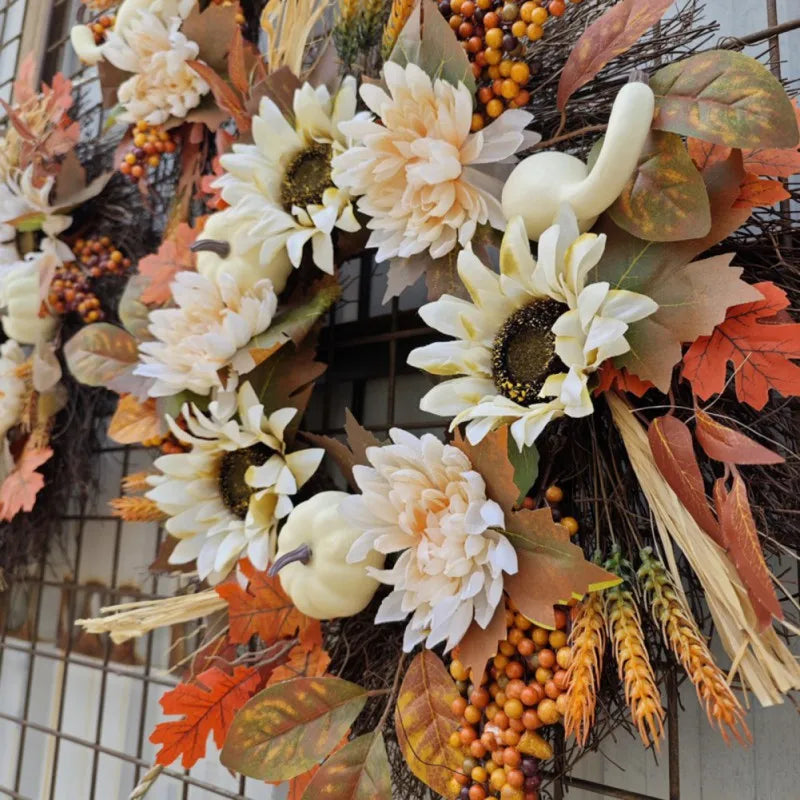 giftss - Fall Wreaths Pumpkin Berry Maple Leaves