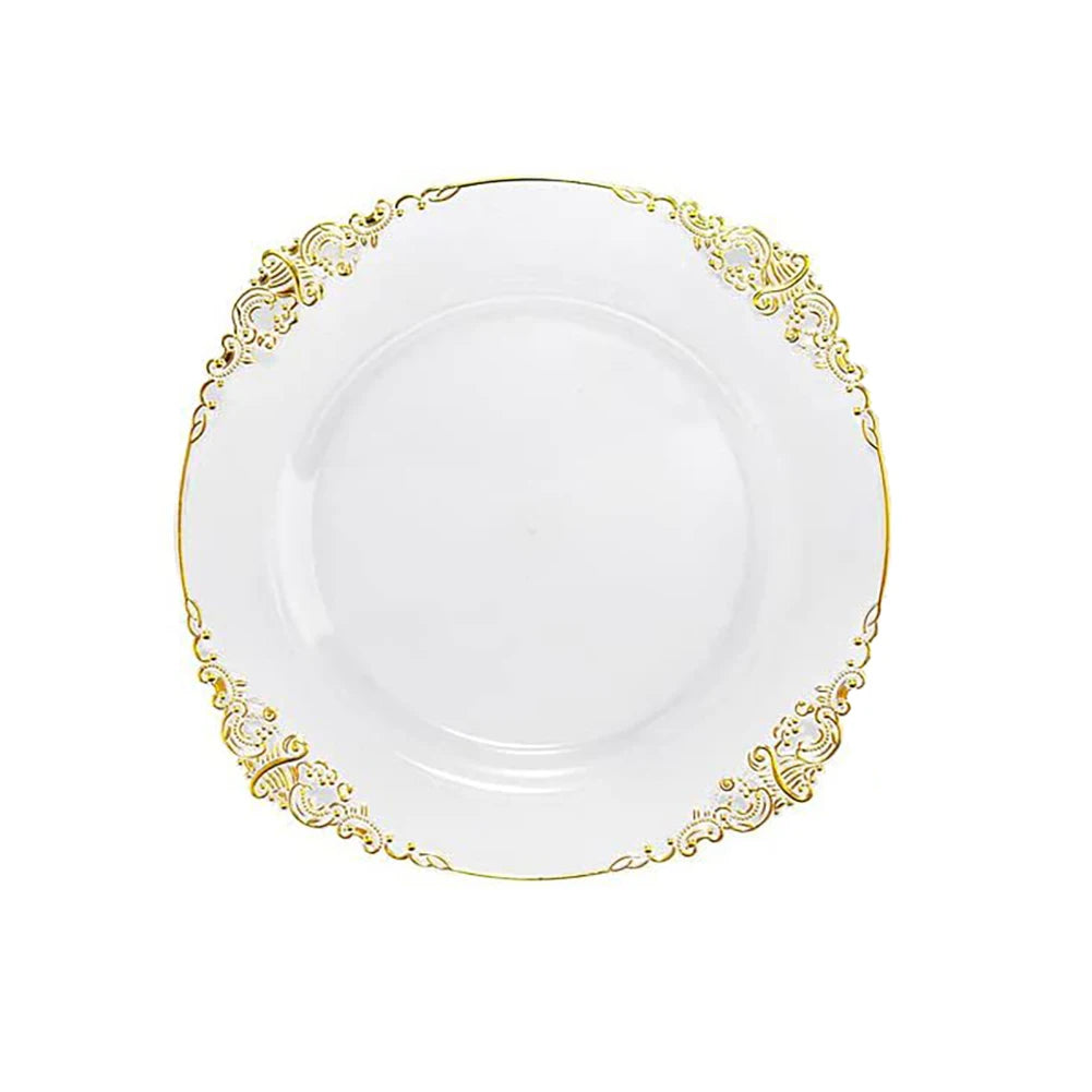 giftss - Plastic Plates Gold Disposable Dinner, 25PCS